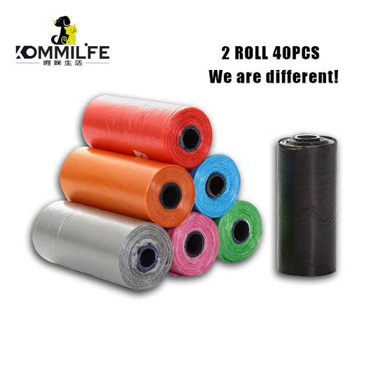KOMMILIFE 2 Rolls Dog Poop Bag 20Pcs/Roll Degradable Pet Dog Poop Bags Pet Waste Poop Bags Outdoor Pet Litter Poop Bag for Dogs