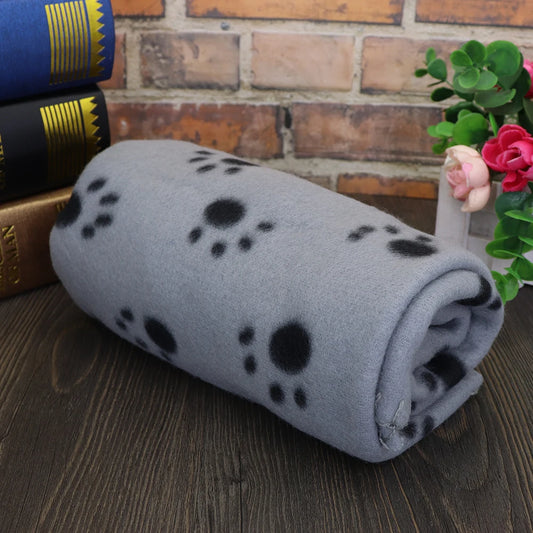 Paw Print Dog Blanket Soft Warm Dog Cat Bed Mat Puppy Dogs Sleeping Blankets Bath Towel for Small Medium Large Dogs Cats Pug
