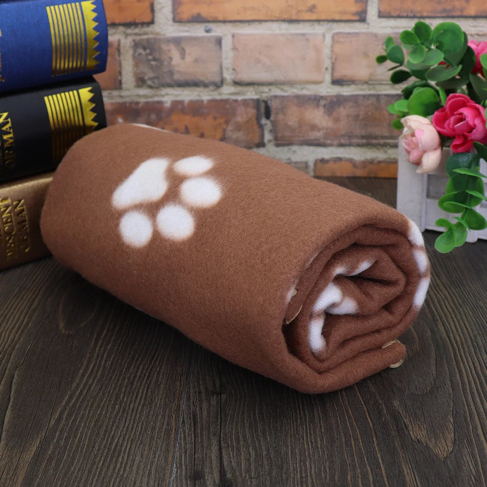 Paw Print Dog Blanket Soft Warm Dog Cat Bed Mat Puppy Dogs Sleeping Blankets Bath Towel for Small Medium Large Dogs Cats Pug
