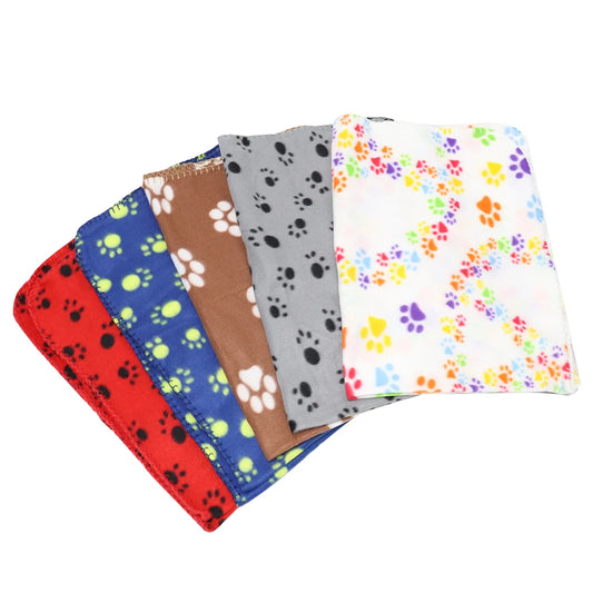 Paw Print Dog Blanket Soft Warm Dog Cat Bed Mat Puppy Dogs Sleeping Blankets Bath Towel for Small Medium Large Dogs Cats Pug