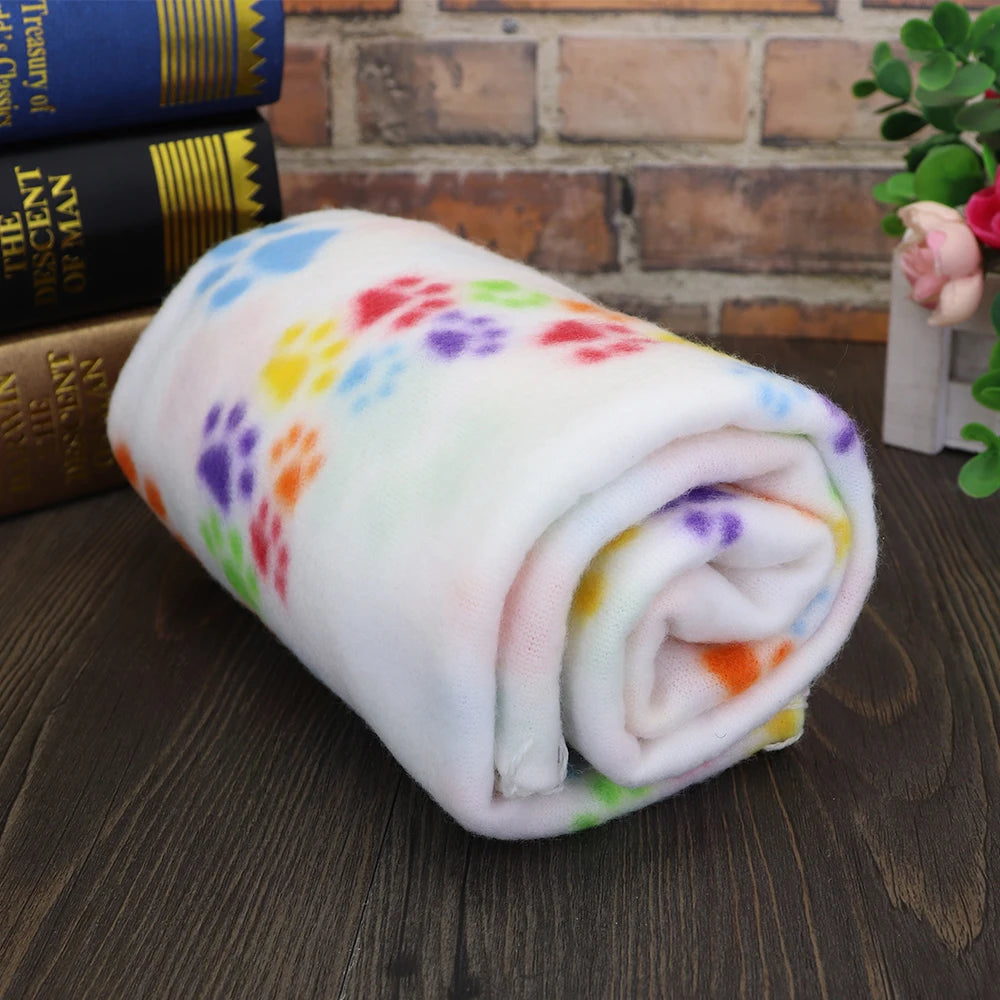 Paw Print Dog Blanket Soft Warm Dog Cat Bed Mat Puppy Dogs Sleeping Blankets Bath Towel for Small Medium Large Dogs Cats Pug