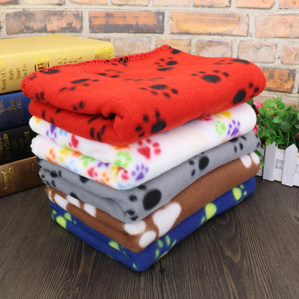 Paw Print Dog Blanket Soft Warm Dog Cat Bed Mat Puppy Dogs Sleeping Blankets Bath Towel for Small Medium Large Dogs Cats Pug