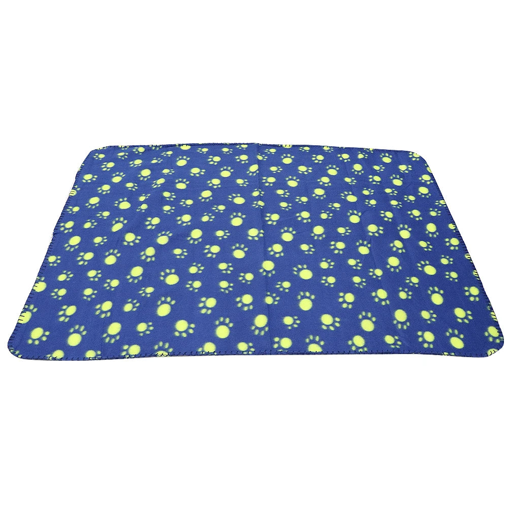 Paw Print Dog Blanket Soft Warm Dog Cat Bed Mat Puppy Dogs Sleeping Blankets Bath Towel for Small Medium Large Dogs Cats Pug