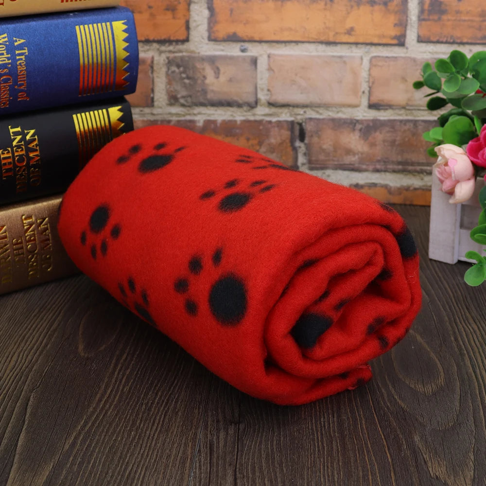 Paw Print Dog Blanket Soft Warm Dog Cat Bed Mat Puppy Dogs Sleeping Blankets Bath Towel for Small Medium Large Dogs Cats Pug